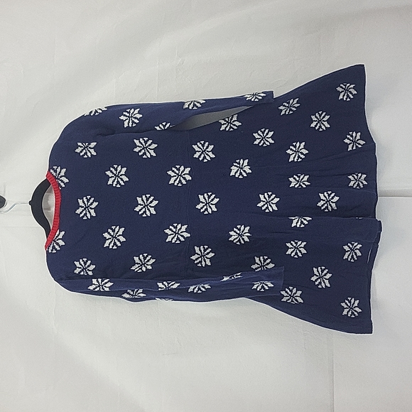 HANNAH ANDERSSON 100% Combed Cotton Blue Snowflake Sweater Dress - 120 - Picture 4 of 10